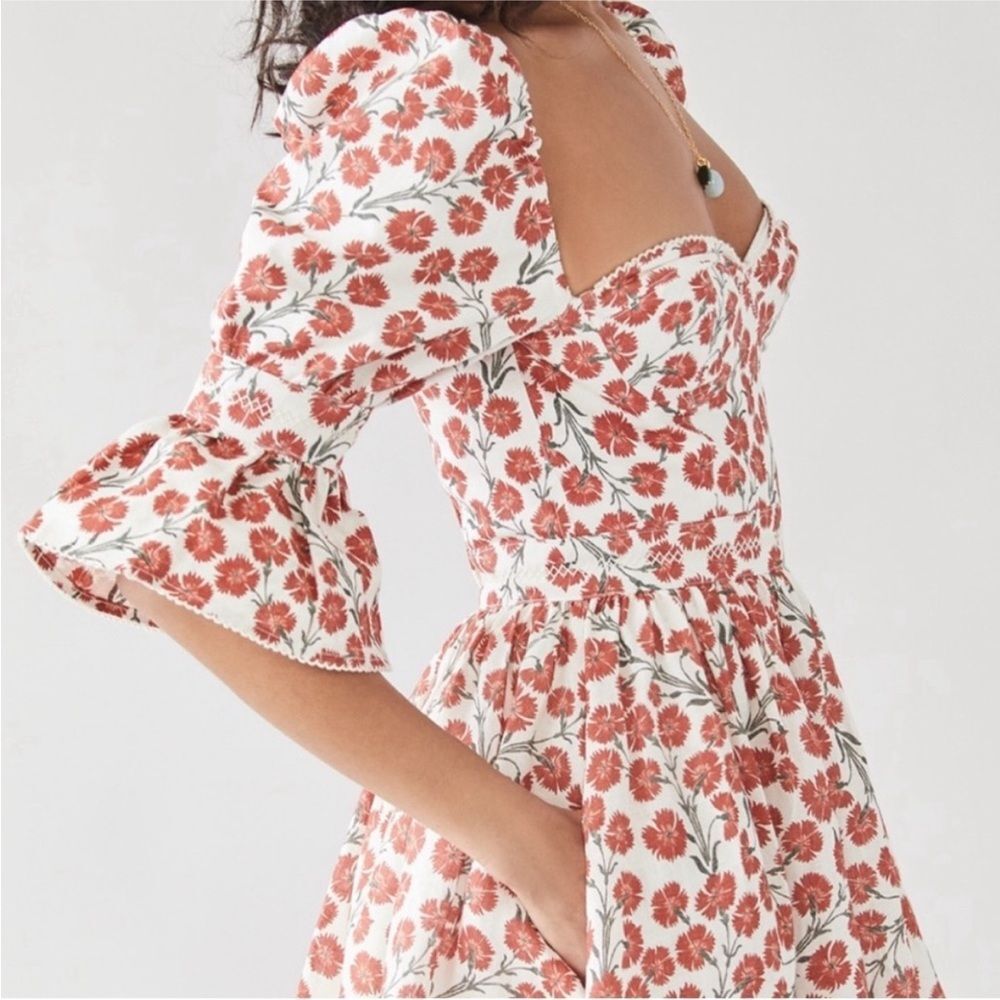 Agua by Agua Bendita Red Floral Backless Dress, L - Picture 4 of 14